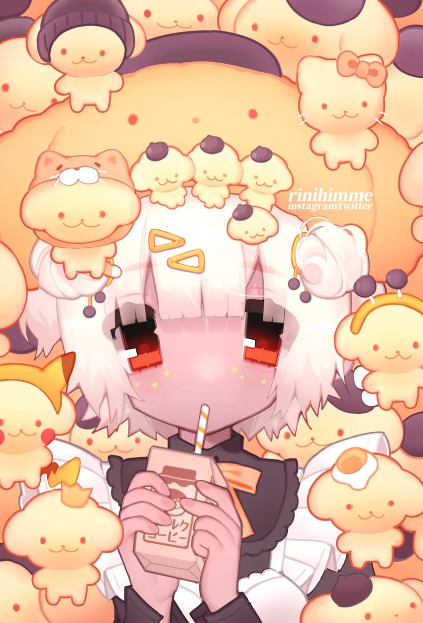 pikachu and pompompurin (original and 2 more) drawn by rinihimme