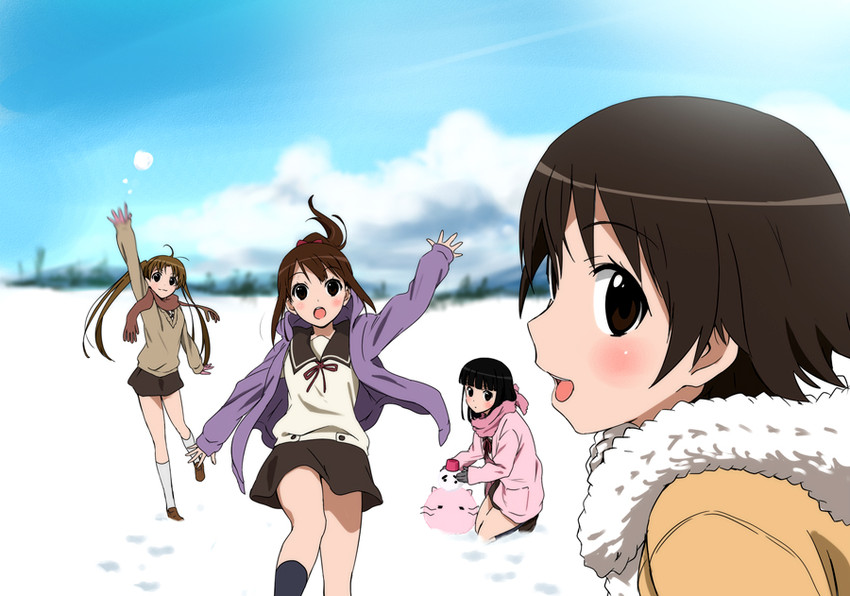 sawatari fuu, sakurada maon, hanawa kaoru, and okazaki norie (tamayura) drawn by yuu_(1007yu)