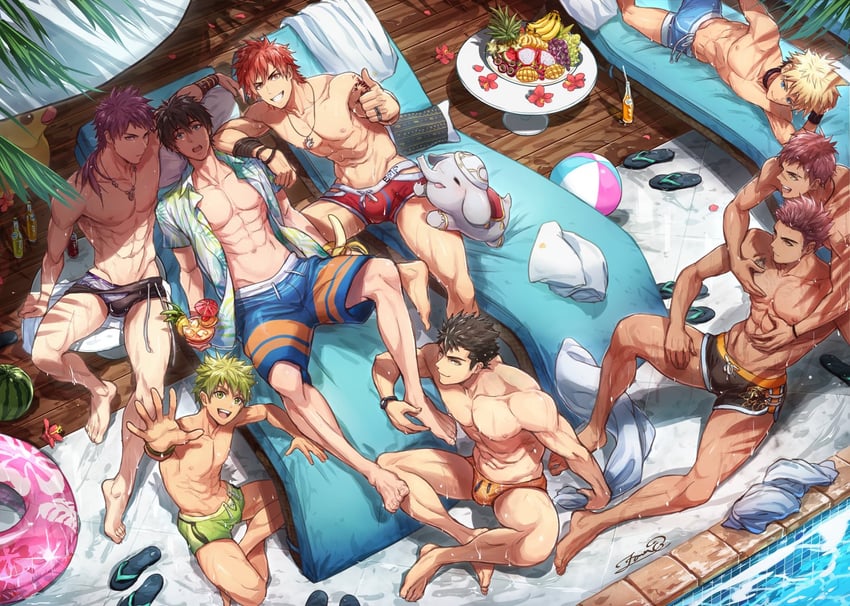 rald schwarz, tomoki nakamoto, lenga valentine, oki ardana, kovit chaiyarit, and 4 more (full service) drawn by zawar379