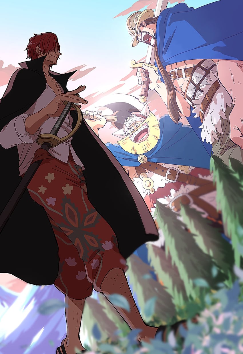 shanks, brogy, and dorry (one piece) drawn by tanaka_(tanakya123)