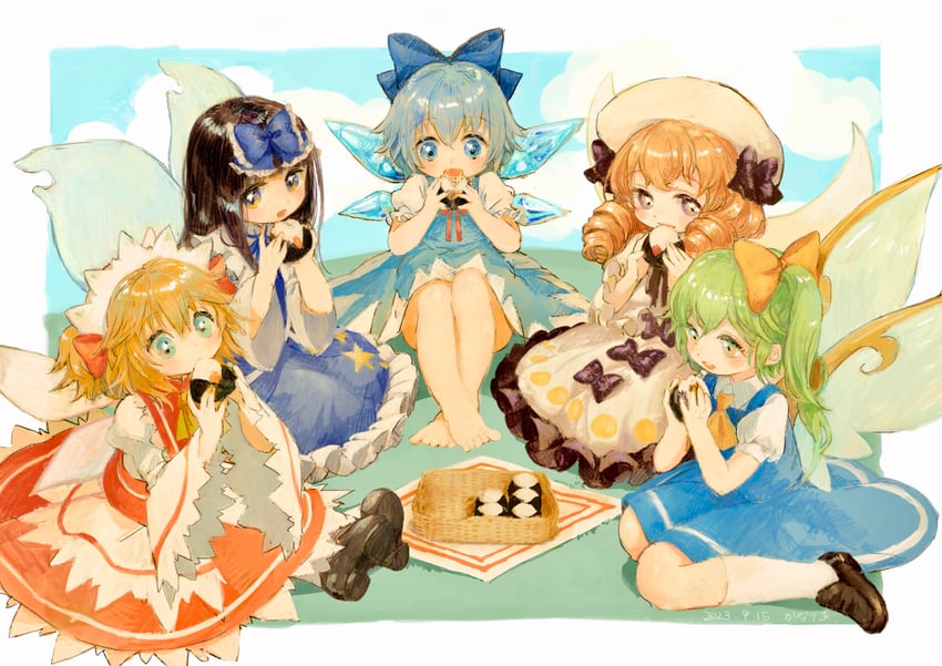 cirno, daiyousei, star sapphire, luna child, and sunny milk (touhou) drawn by canariadraw