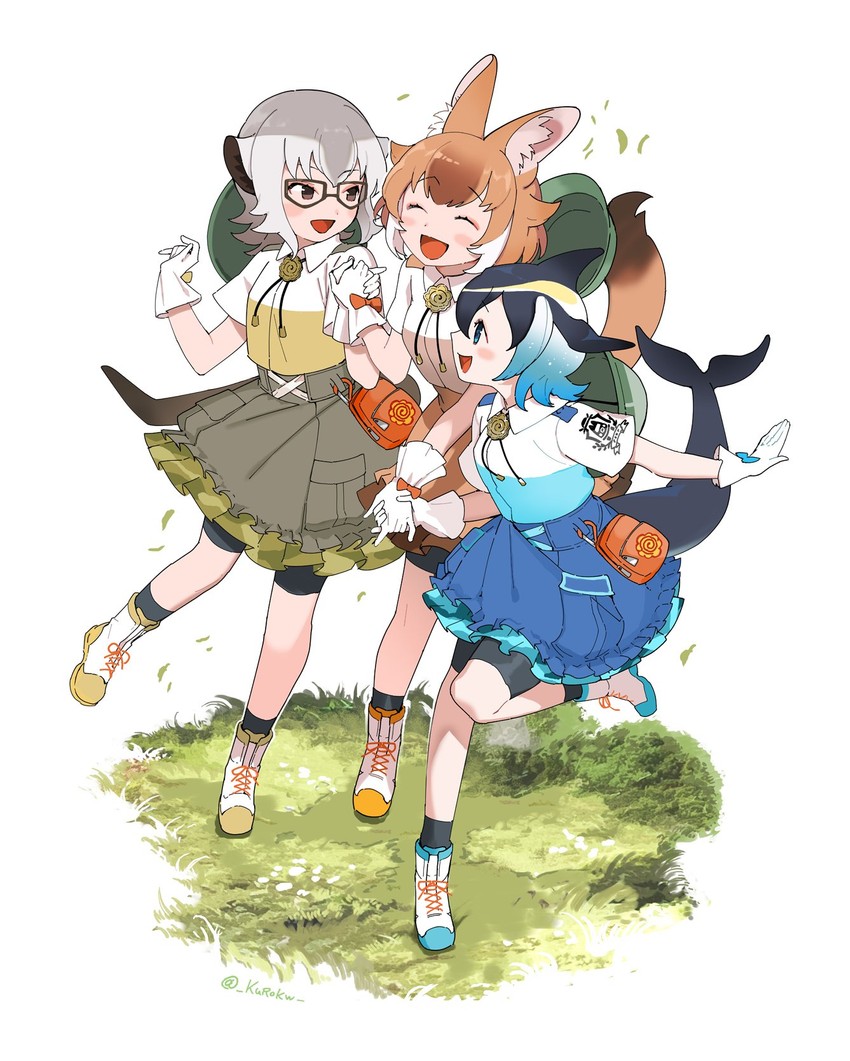 dhole, common dolphin, and meerkat (kemono friends and 1 more) drawn by kurokw