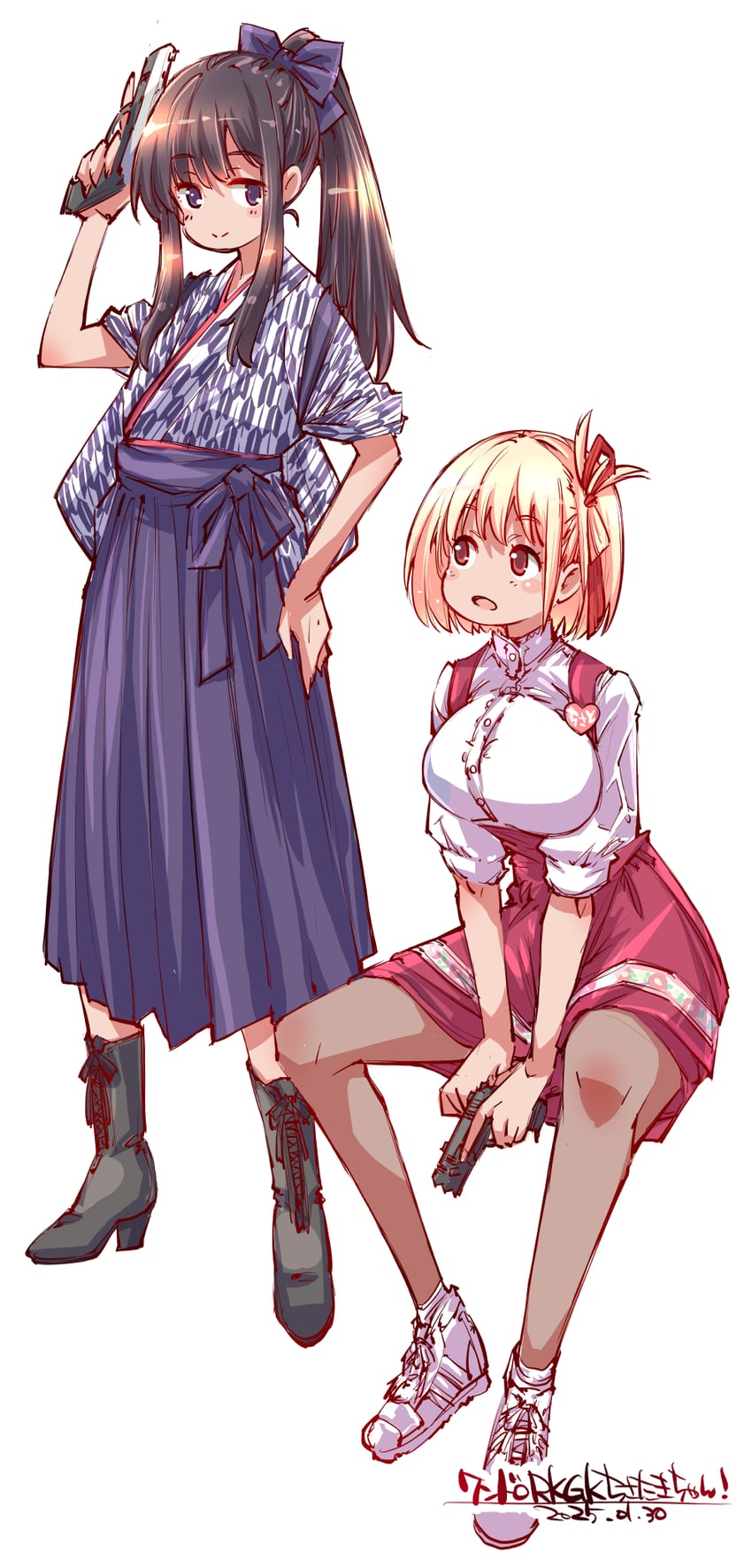 nishikigi chisato and inoue takina (lycoris recoil and 1 more) drawn by yazawa_mana