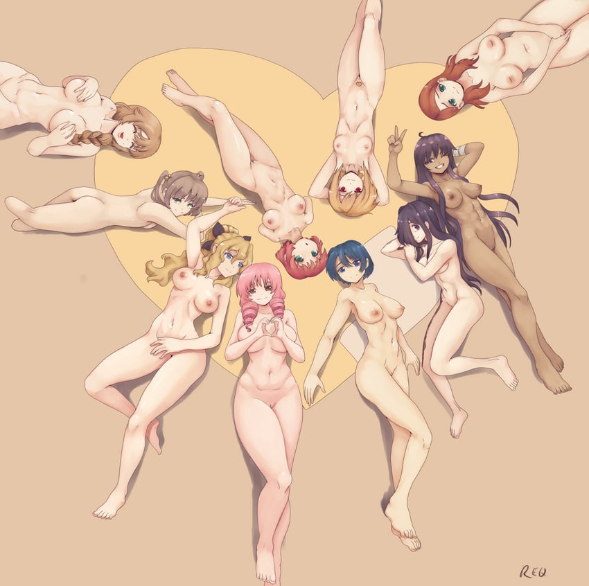 ikezawa hanako, satou lilly, tezuka rin, ibarazaki emi, hakamichi shizune, and 5 more (katawa shoujo) drawn by reqqles