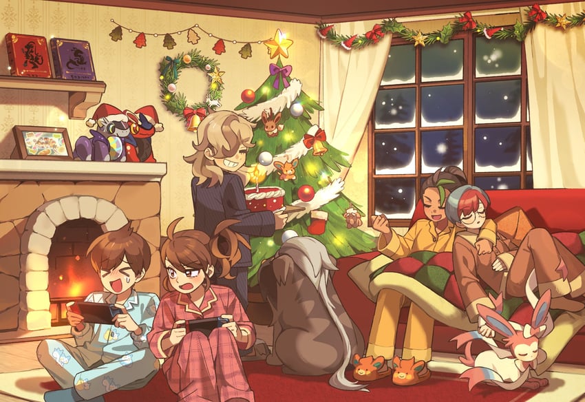 eevee, juliana, sylveon, florian, nemona, and 7 more (pokemon and 1 more) drawn by 1brad
