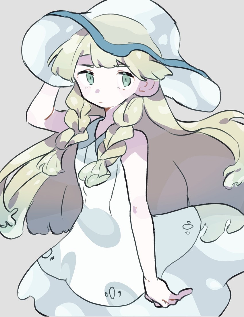 lillie and nihilego (pokemon and 1 more) drawn by donguri_big