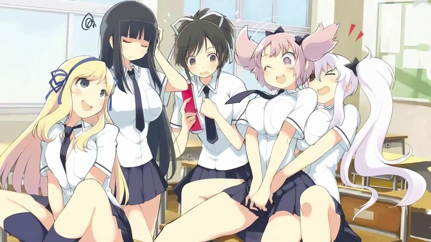asuka, ikaruga, hibari, yagyu, and katsuragi (senran kagura) drawn by yaegashi_nan