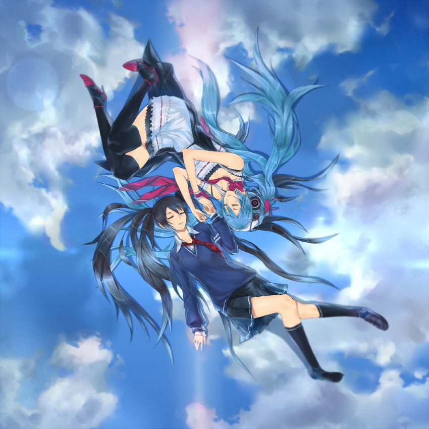 hatsune miku (vocaloid and 1 more) drawn by nidy