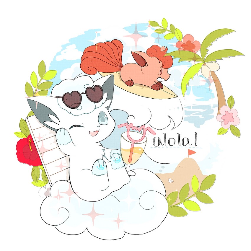 alolan vulpix and vulpix (pokemon) drawn by nao_(naaa_195)