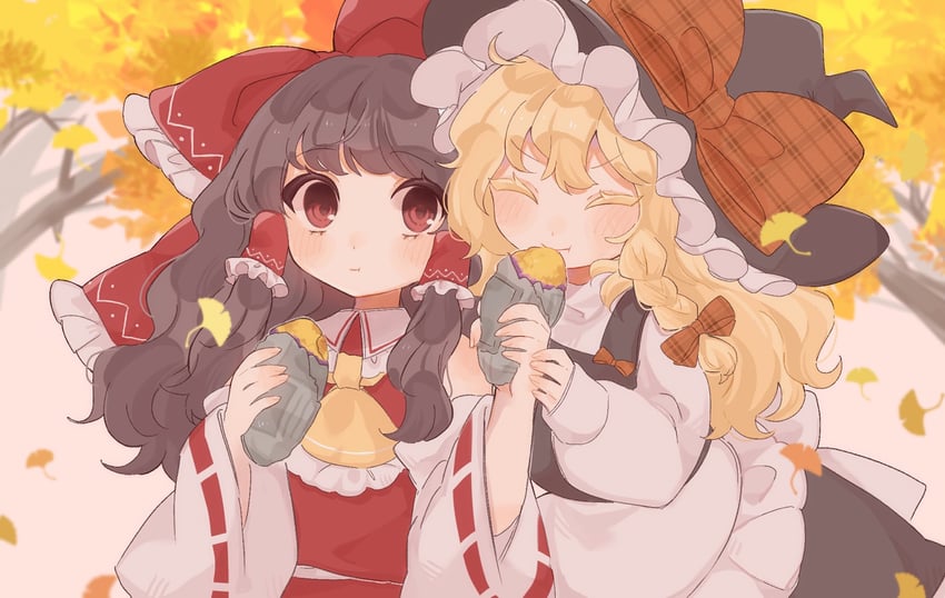 hakurei reimu and kirisame marisa (touhou) drawn by nagomi_(nagomi_12)
