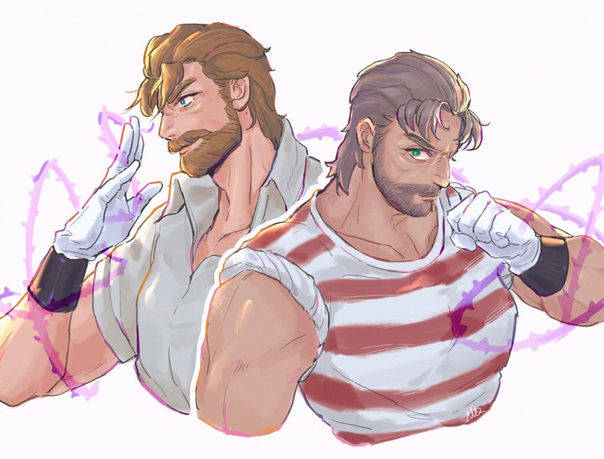 joseph joestar and hermit purple (jojo no kimyou na bouken and 1 more) drawn by vamos_mk
