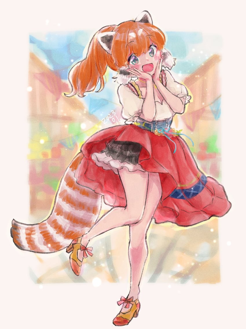 red panda (kemono friends and 1 more) drawn by pom384347
