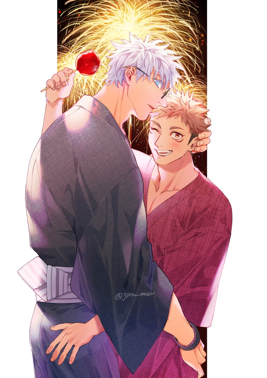 gojou satoru and itadori yuuji (jujutsu kaisen) drawn by ccccc_(jpn_m0)