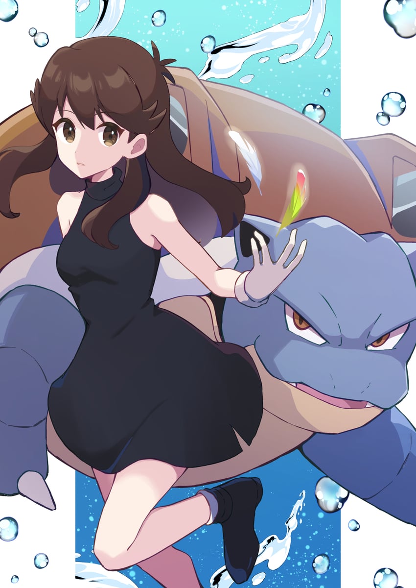 green and blastoise (pokemon and 1 more) drawn by haru_(haruxxe)