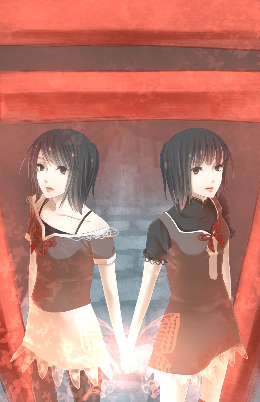 amakura mio and amakura mayu (fatal frame and 1 more) drawn by kutsushita_(jur)