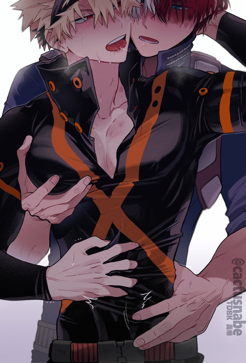 bakugou katsuki and todoroki shoto (boku no hero academia) drawn by cactusnabe
