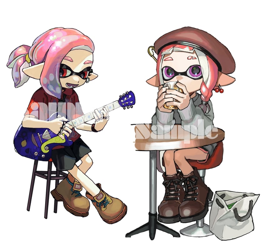 inkling player character, inkling girl, and inkling boy (splatoon) drawn by miko_(15476997)