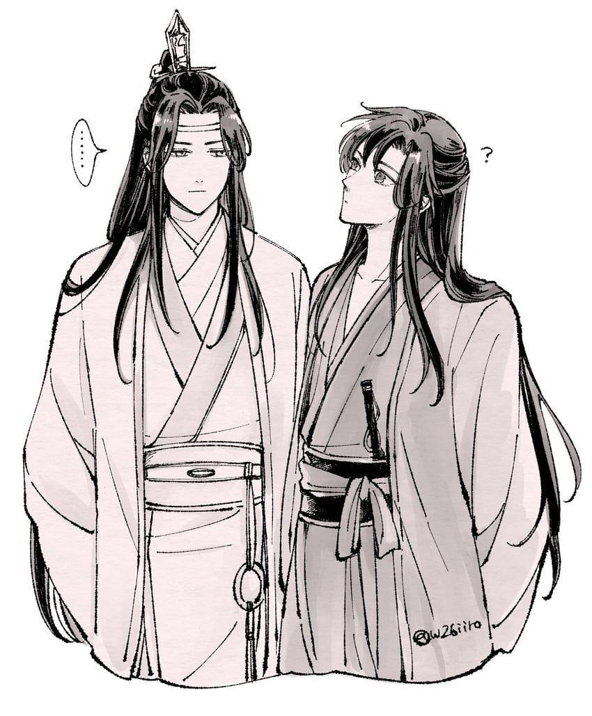 wei wuxian and lan wangji (modao zushi) drawn by w2biiro