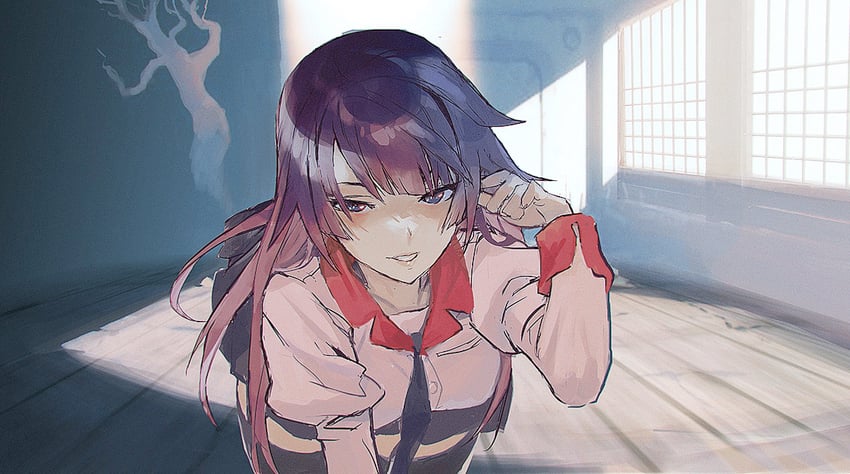 senjougahara hitagi (monogatari and 1 more) drawn by maeshima_shigeki