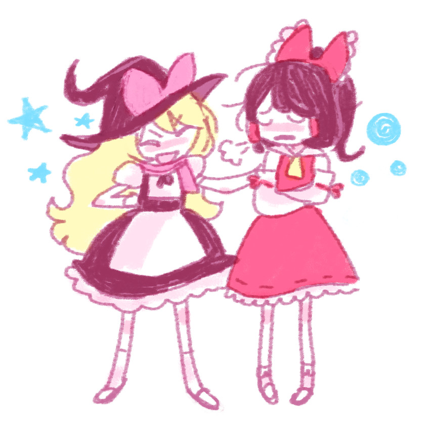hakurei reimu and kirisame marisa (touhou) drawn by kaymurph