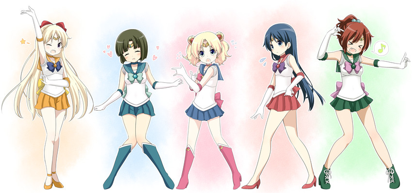 sailor moon, sailor mercury, sailor venus, sailor mars, sailor jupiter, and 5 more (bishoujo senshi sailor moon and 1 more) drawn by naiibu
