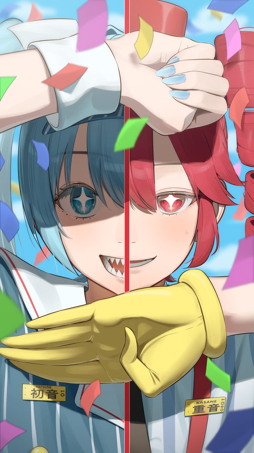 hatsune miku and kasane teto (vocaloid and 2 more) drawn by bananafish1111