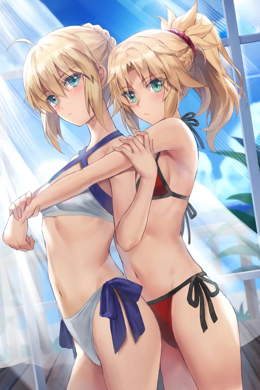 artoria pendragon, saber, and mordred (fate and 3 more) drawn by tonee