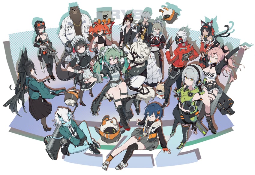 ellen joe, hoshimi miyabi, belle, wise, nicole demara, and 12 more (zenless zone zero) drawn by ryb