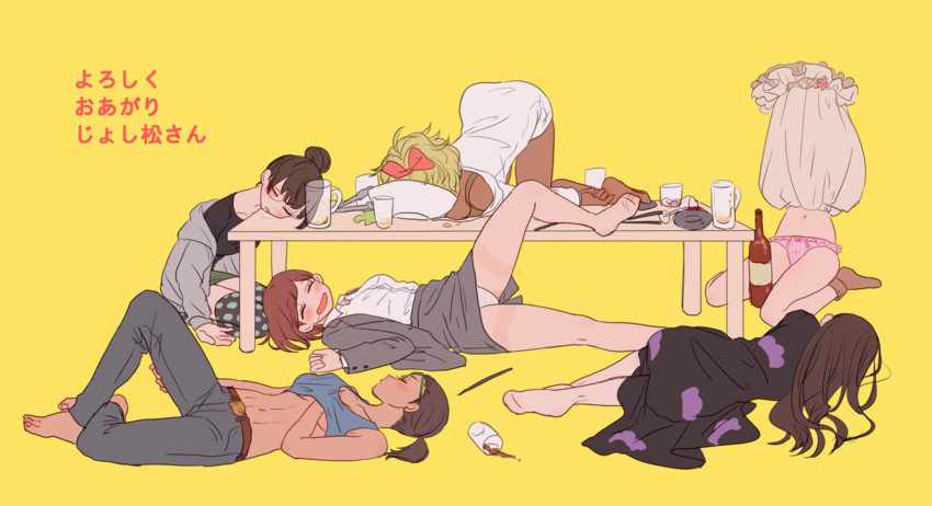 jyushiko, ichiko, todoko, choroko, karako, and 1 more (osomatsu and 1 more) drawn by moji_(ooyr)