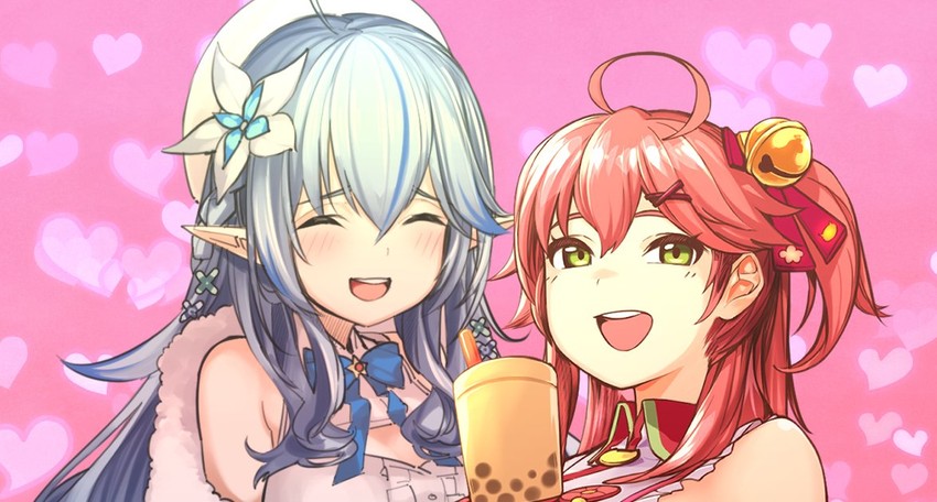 sakura miko and yukihana lamy (hololive) drawn by tenbin_gashira