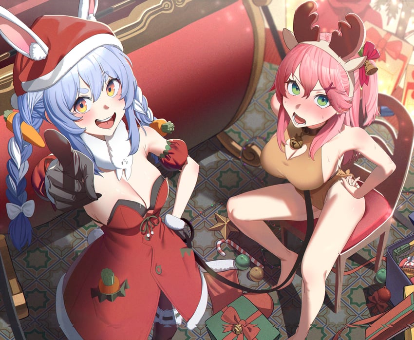 usada pekora and sakura miko (hololive) drawn by ziki_(gkdlfnzo1245)
