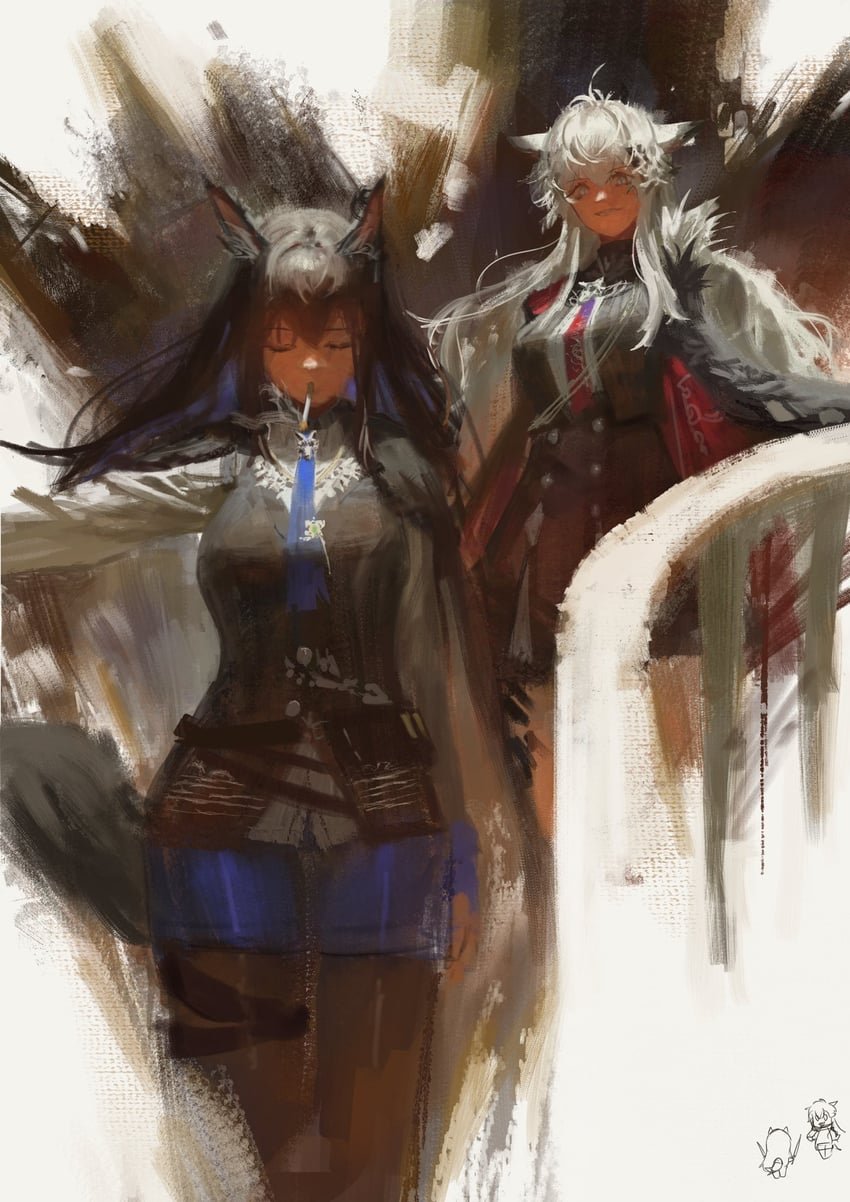 texas, lappland, texas the omertosa, and lappland the decadenza (arknights) drawn by lunifish