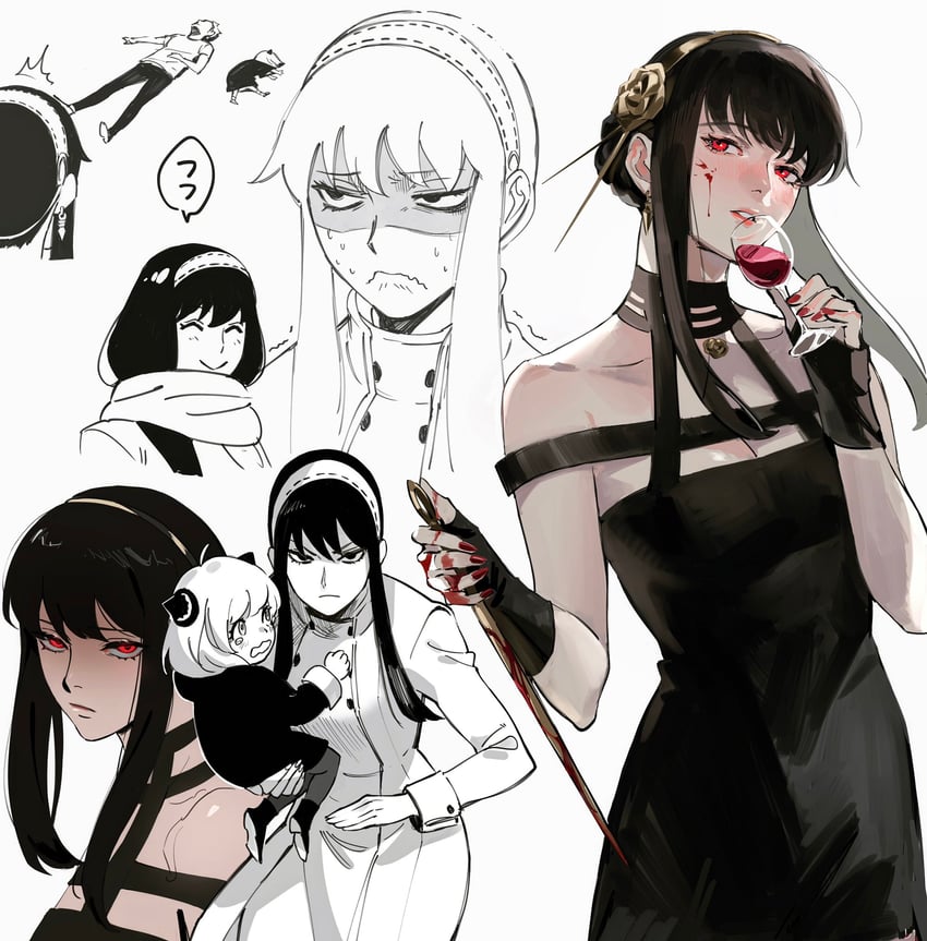 yor briar, anya, and twilight (spy x family) drawn by roru_(lol_dessin)