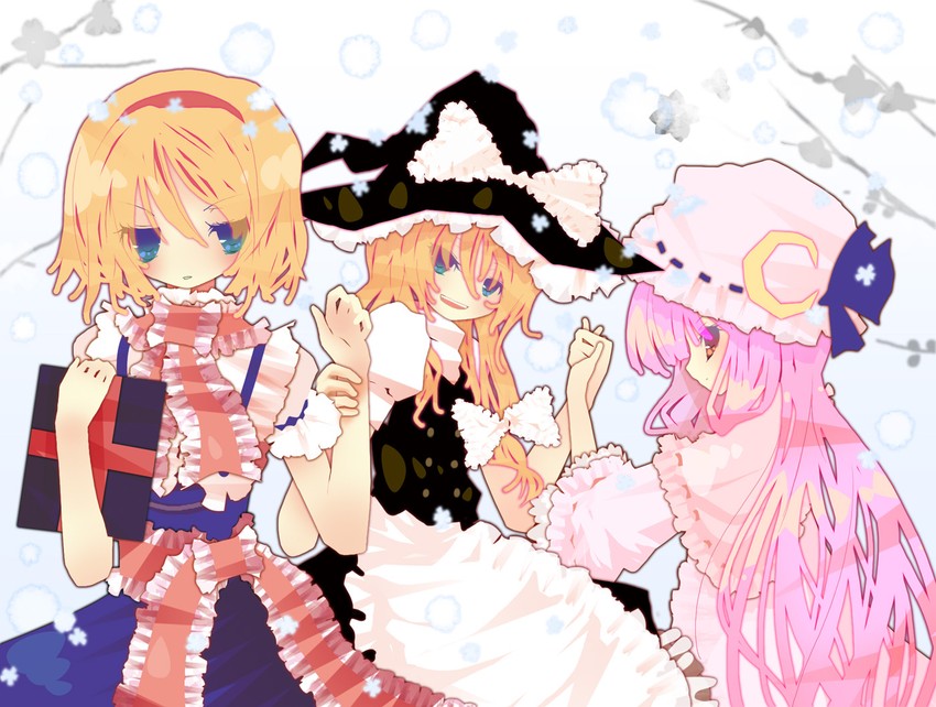 kirisame marisa, alice margatroid, and patchouli knowledge (touhou) drawn by saya_(sayaya)
