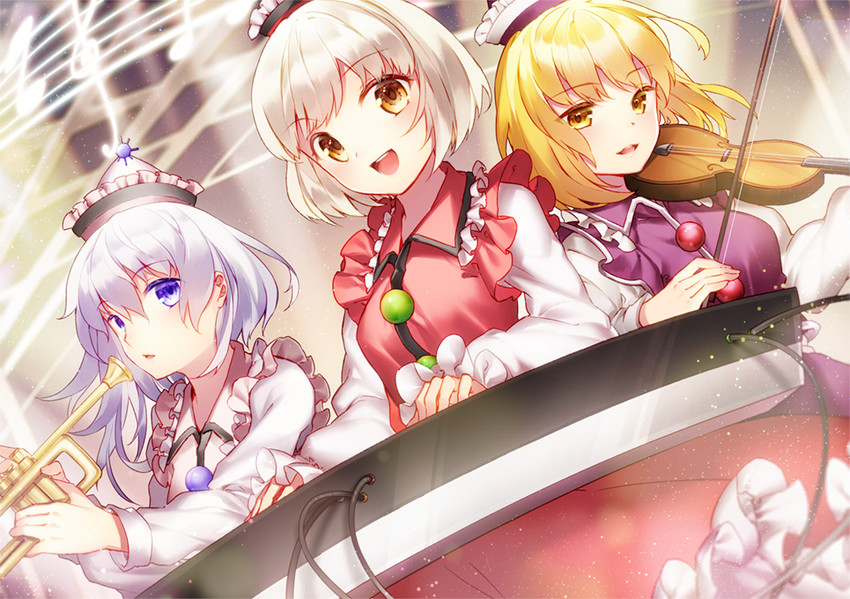 lunasa prismriver, merlin prismriver, and lyrica prismriver (touhou) drawn by shiyun