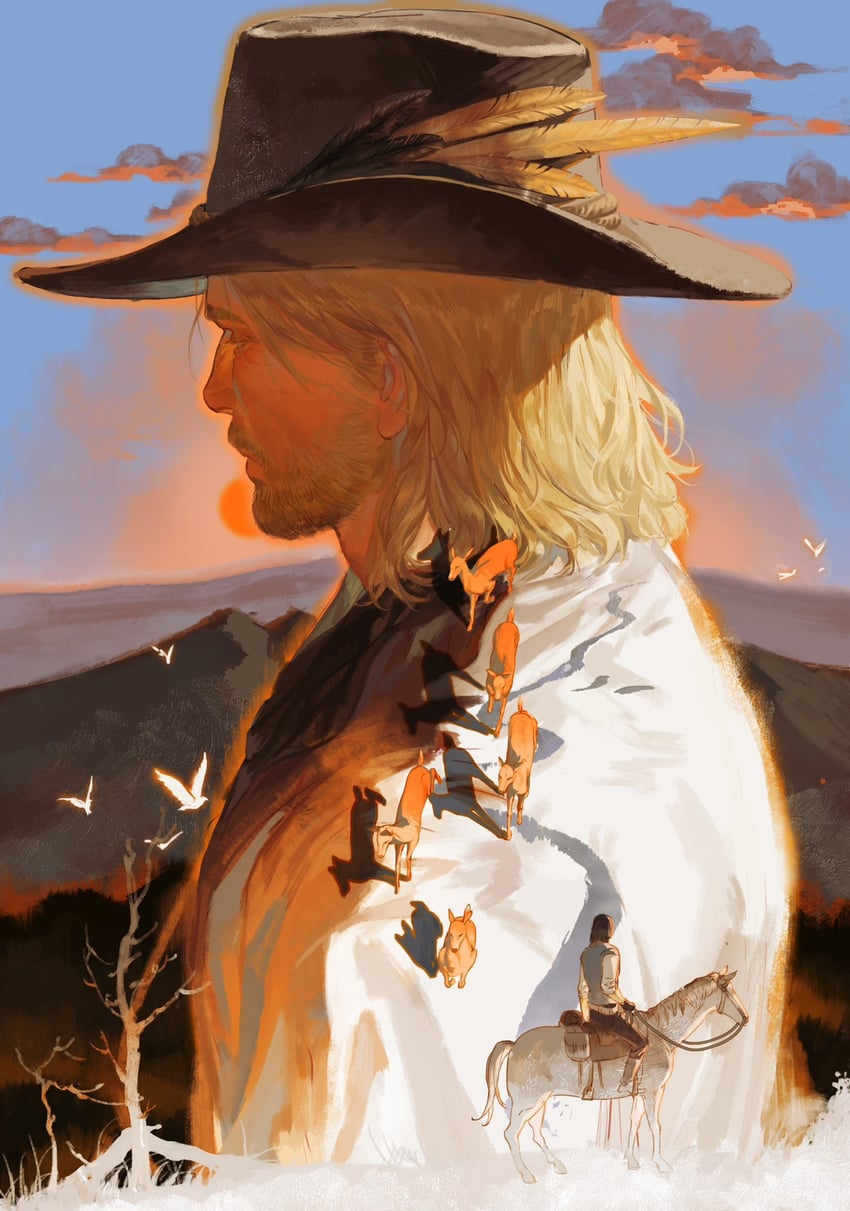 arthur morgan and john marston (red dead redemption and 1 more) drawn by qi_dongye_yu