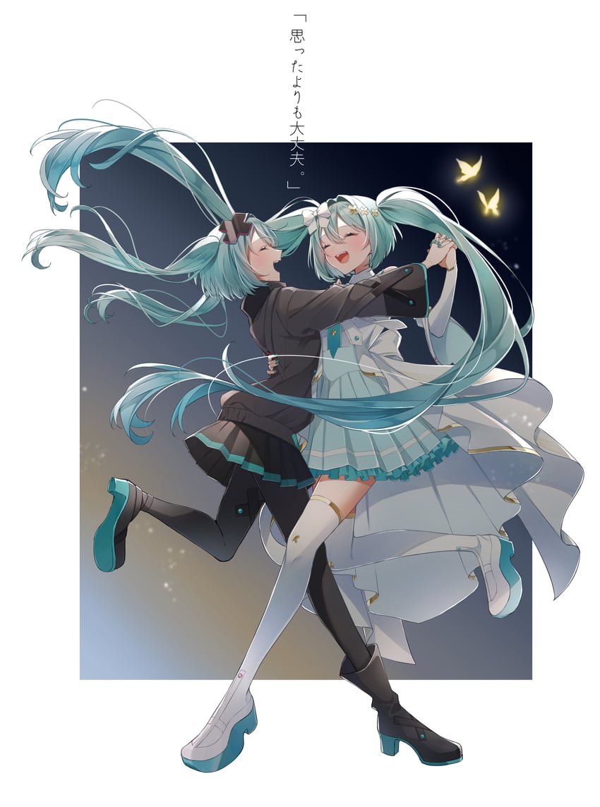 hatsune miku, batsu miku, and hiramado miku (vocaloid and 3 more) drawn by wanderlands_k