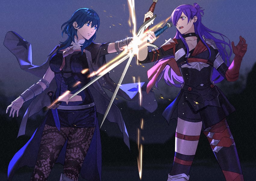 female byleth and female shez (fire emblem and 2 more) drawn by ashiwara_yuu