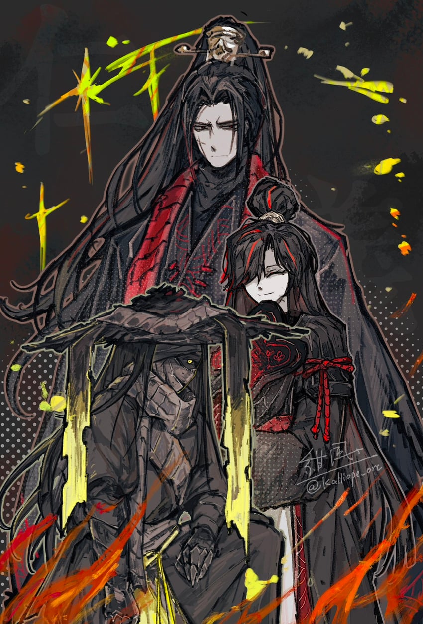 jia qiu, zigong, and zilu (project moon and 1 more) drawn by kalliope_orc