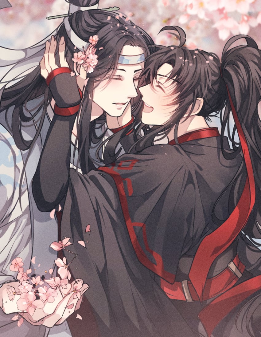 wei wuxian and lan wangji (modao zushi) drawn by ronpu_cooing