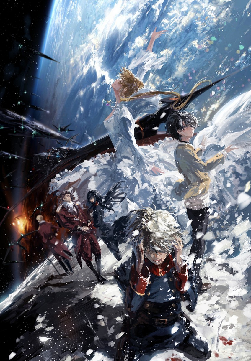 slaine troyard, kaizuka inaho, asseylum vers allusia, cruhteo, saazbaum, and 1 more (aldnoah.zero) drawn by stu_dts