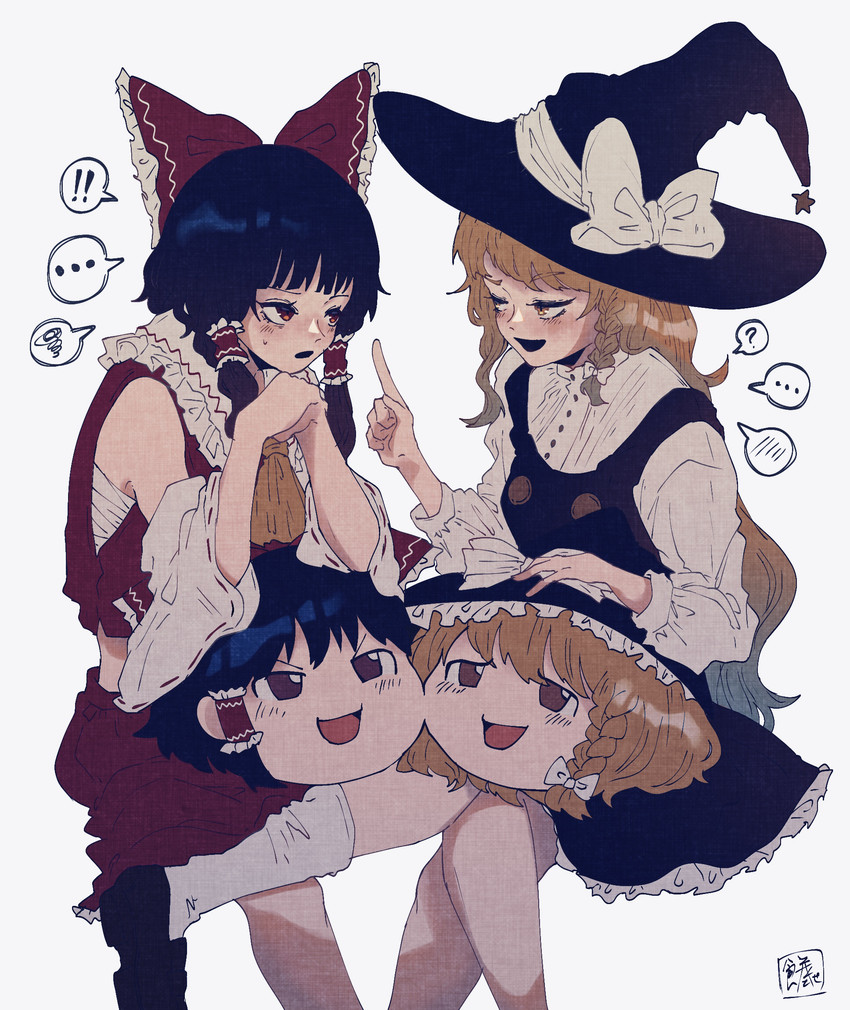hakurei reimu and kirisame marisa (touhou) drawn by sokura_(mochichitose)