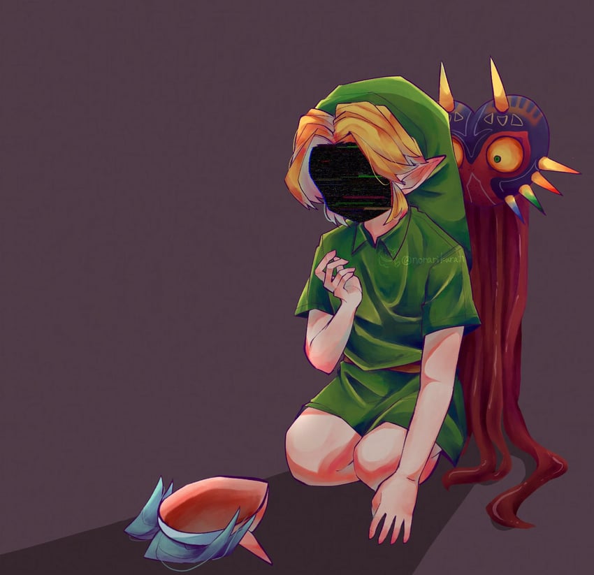 link and majora (the legend of zelda and 1 more) drawn by norakinura