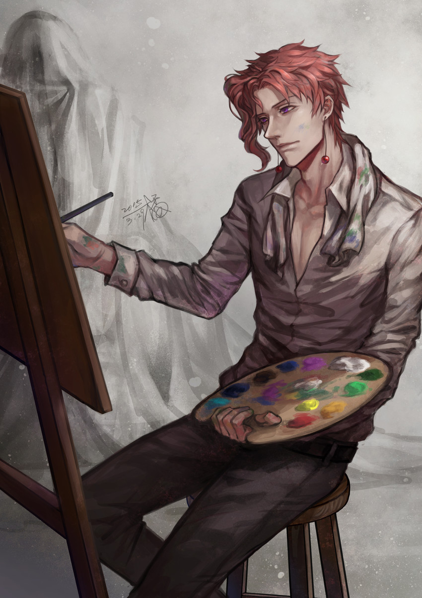 kakyoin noriaki (jojo no kimyou na bouken and 1 more) drawn by fan_ju