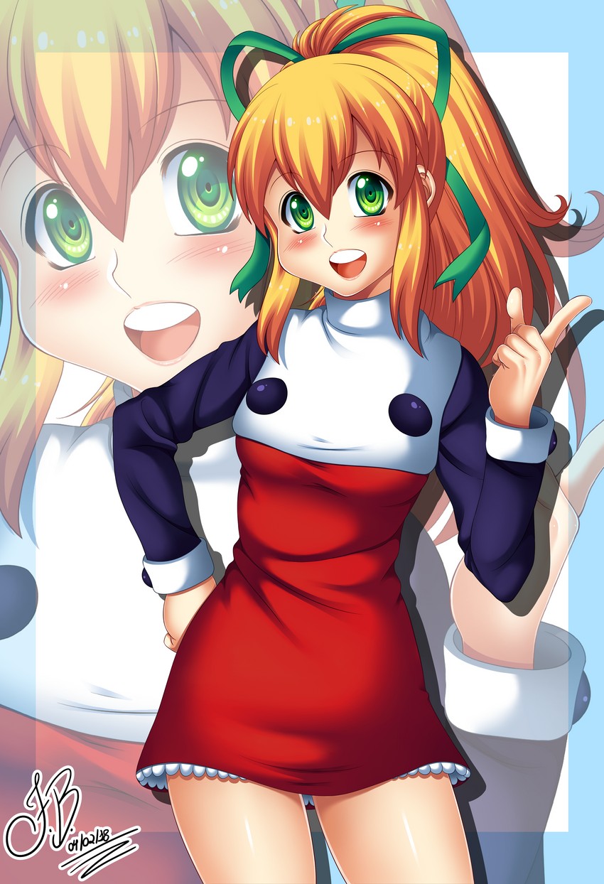 roll (mega man and 1 more) drawn by felipe_artworks