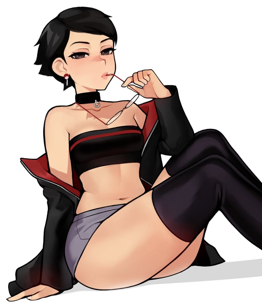 uchiha sarada (naruto and 1 more) drawn by loodncrood