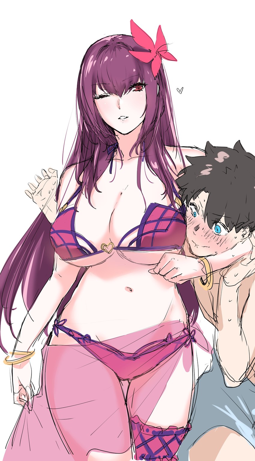 fujimaru ritsuka and scathach (fate and 1 more) drawn by mogi_yasunobu