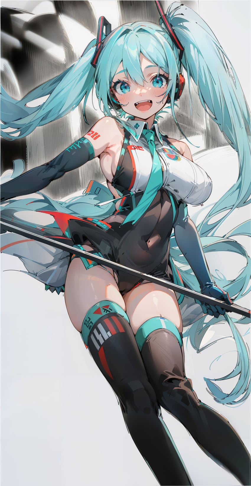 hatsune miku and racing miku (vocaloid) drawn by robot_pig_(sim_mute)