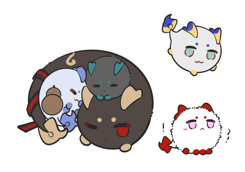 shu, dusk, nian, ling, and chongyue (arknights) drawn by ba_zhe_ren