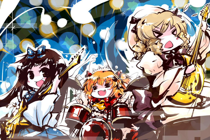 star sapphire, luna child, and sunny milk (touhou) drawn by nyoron_(fudegatana)